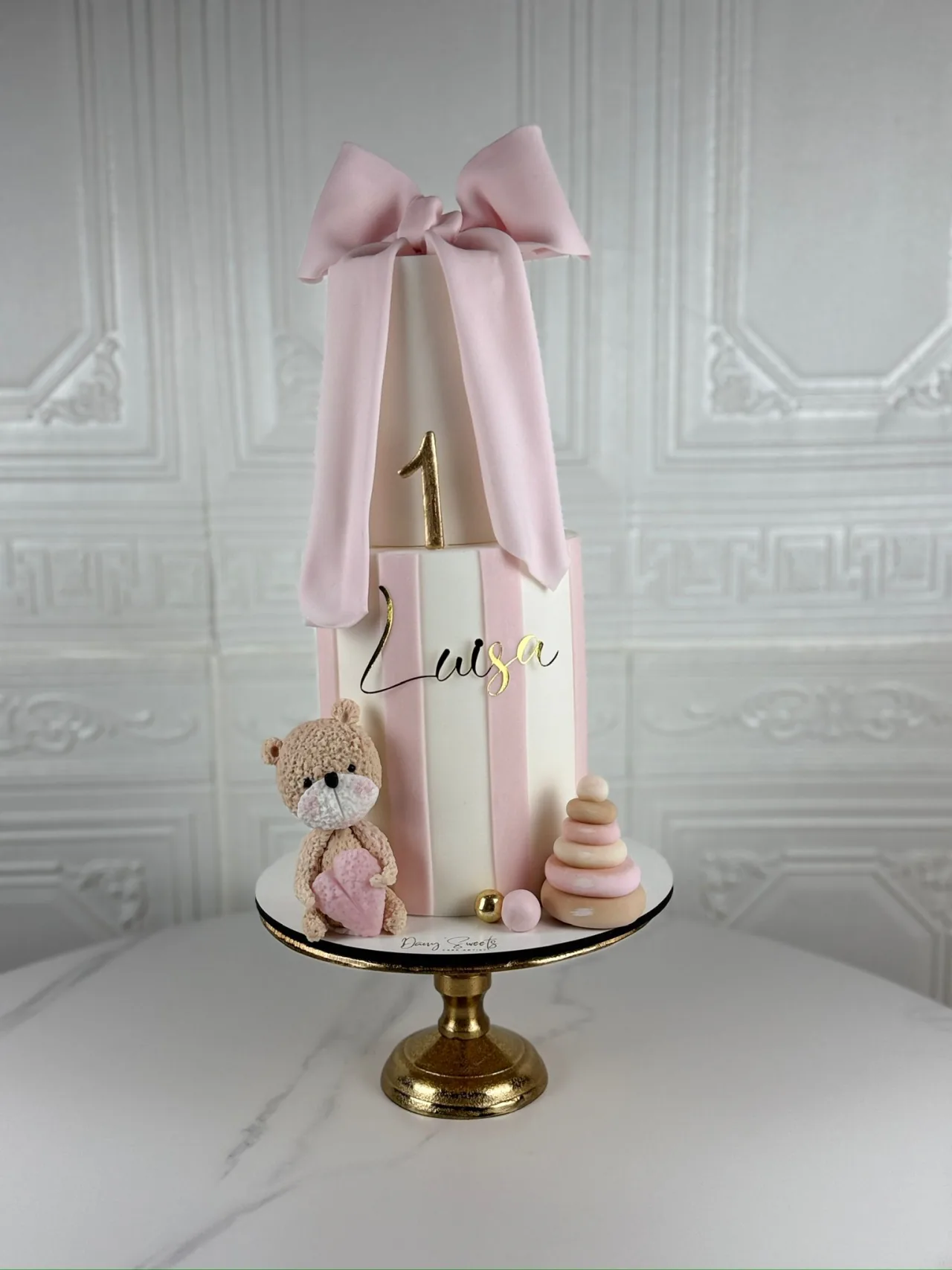 First Birthday — Pink Bow & Teddy